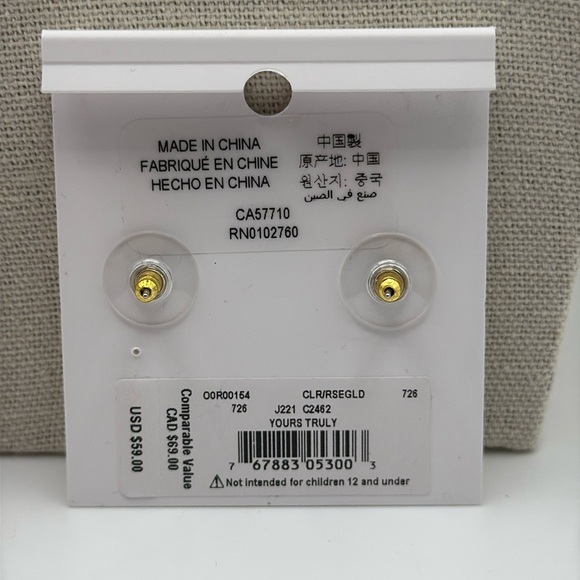 NWT Kate Spade Cubic Zirconia Rose Gold Yours Truly Earrings - Picture 2 of 4